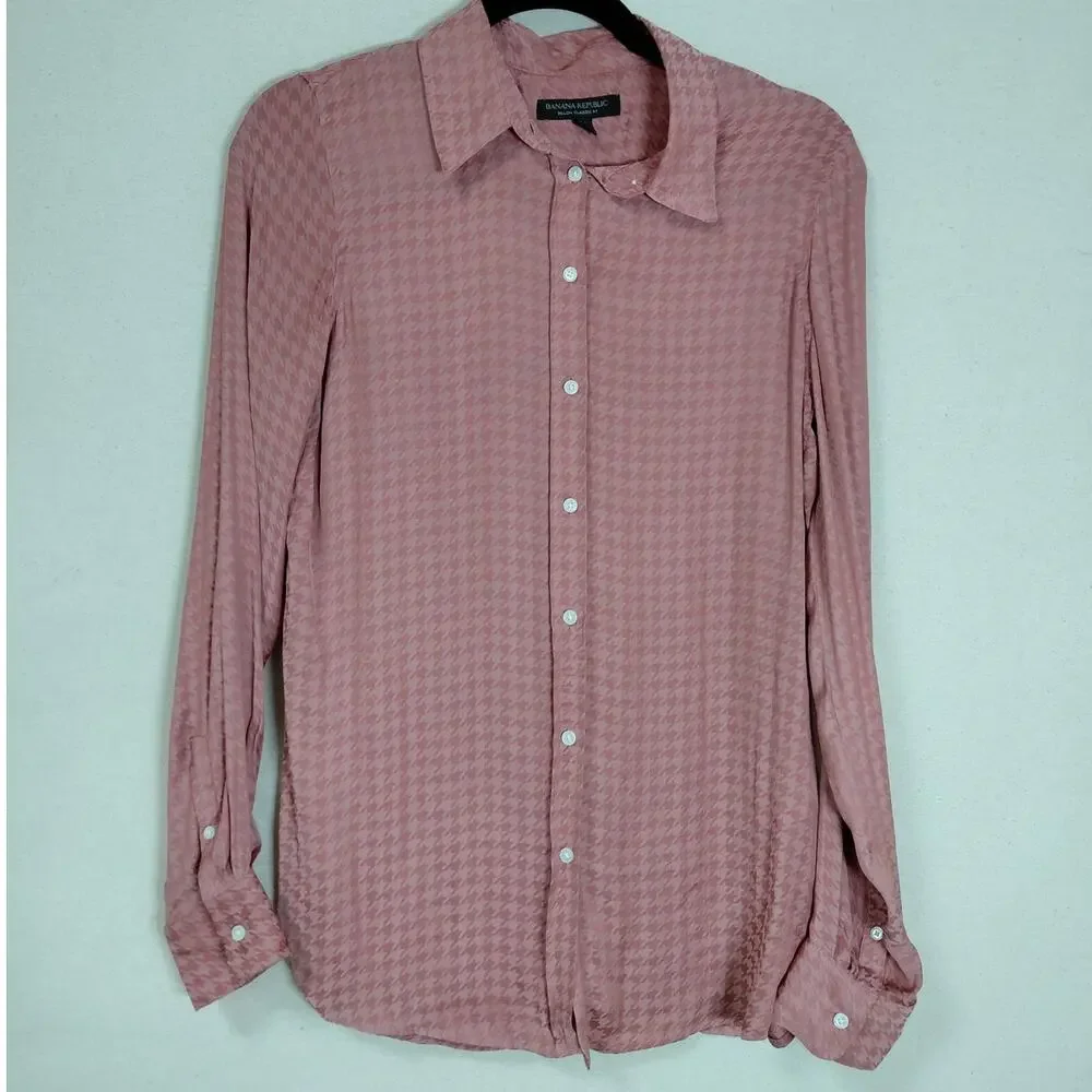 Banana Republic Dillon Classic Houndstooth Classic Fit Button-Up Men Size S